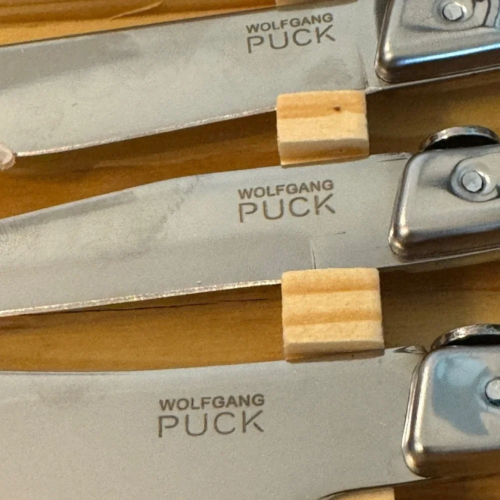 Wolfgang Puck 3 Piece Stainless Steel Cheese Knife Set in Wood Gift Box 0323